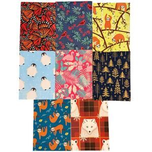 Lot of 8 World Wildlife Fund WWF Gift Wrap Sheets - Sloth Penguin Fox Butterfly